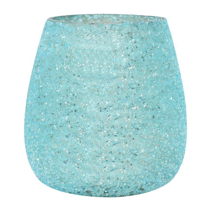 Sagebrook 4" 12 Oz Cozy Linen Crackle Glitter Candle