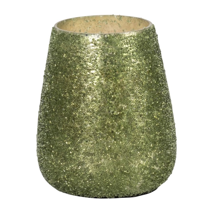 Sagebrook 6" 26 Oz Forest Beaded Candle