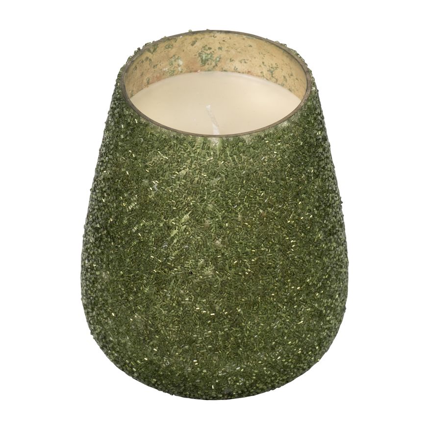 Sagebrook 6" 26 Oz Forest Beaded Candle