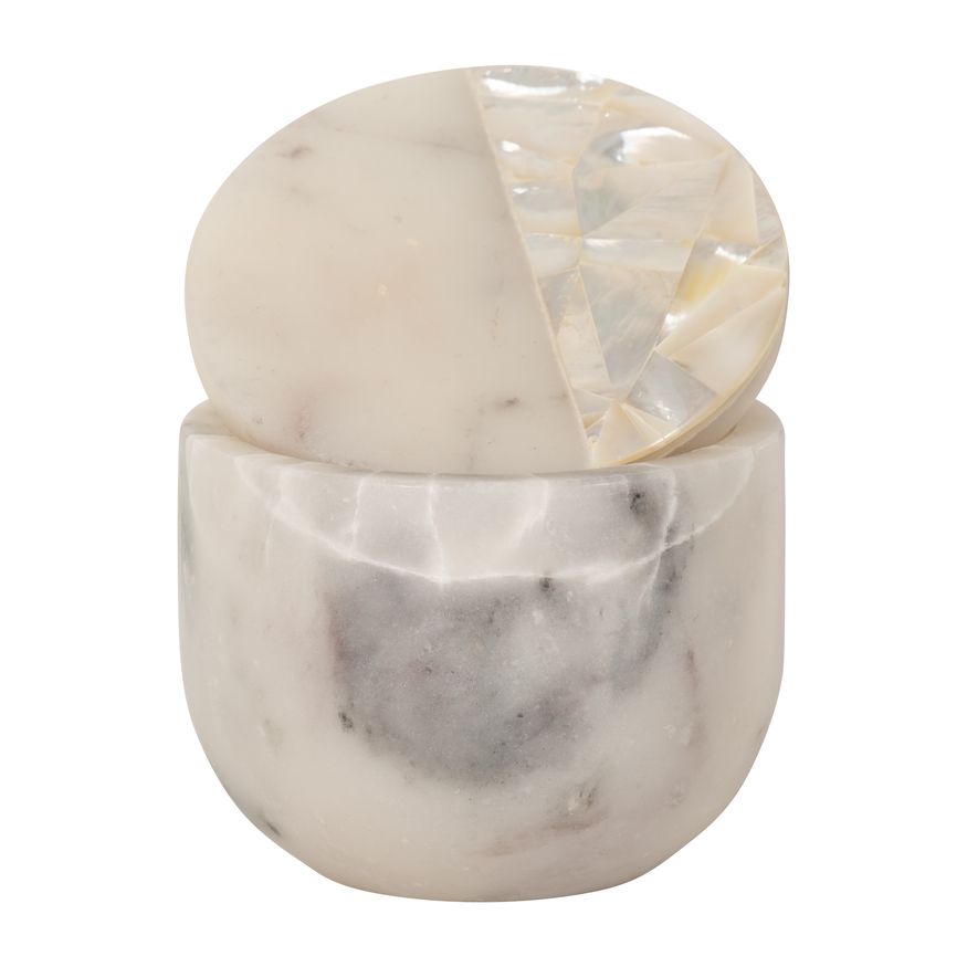 Sagebrook - 4" 7 Oz Incense Myrrh Marble & Capiz Candle in White