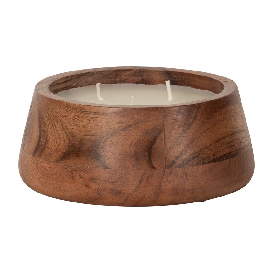 Sagebrook - 6" 11 Oz Vanilla Wood Bowl Candle in Natural