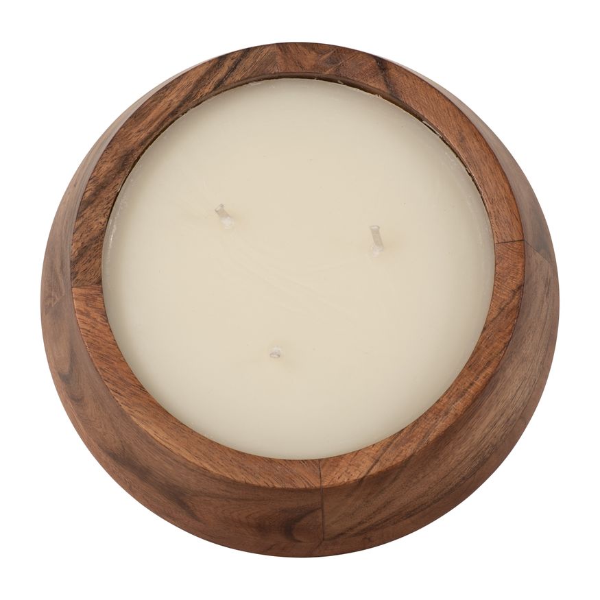 Sagebrook - 6" 11 Oz Vanilla Wood Bowl Candle in Natural