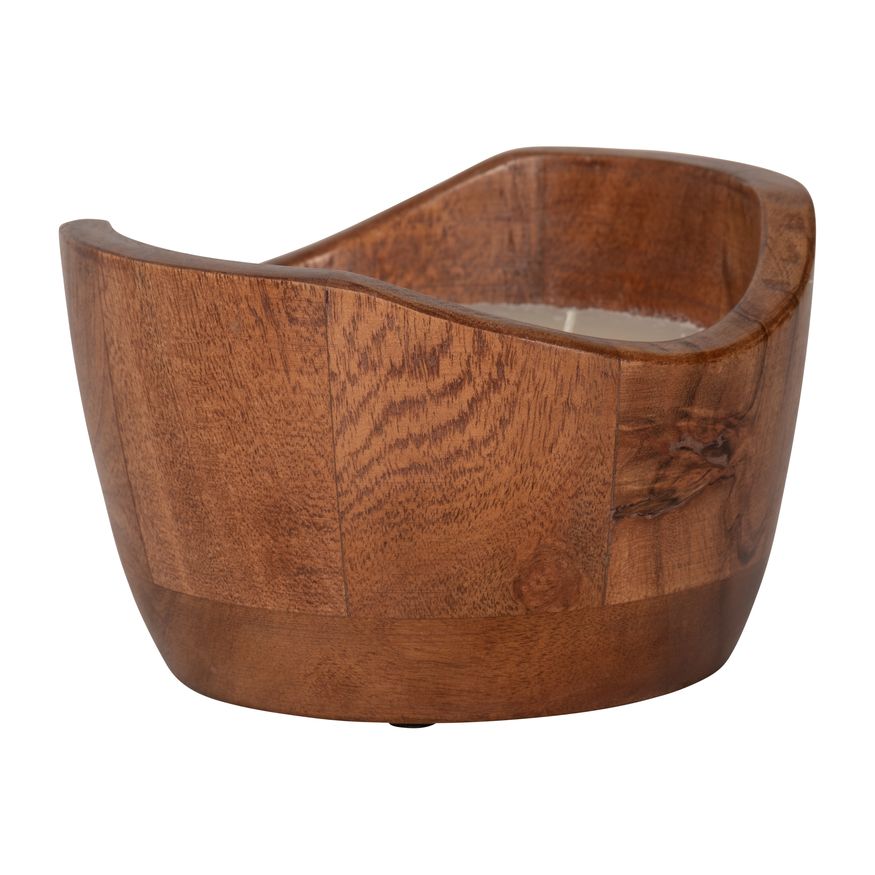 Sagebrook - 6" 17 Oz Vanilla Curvy Wood Bowl Candle in Natural