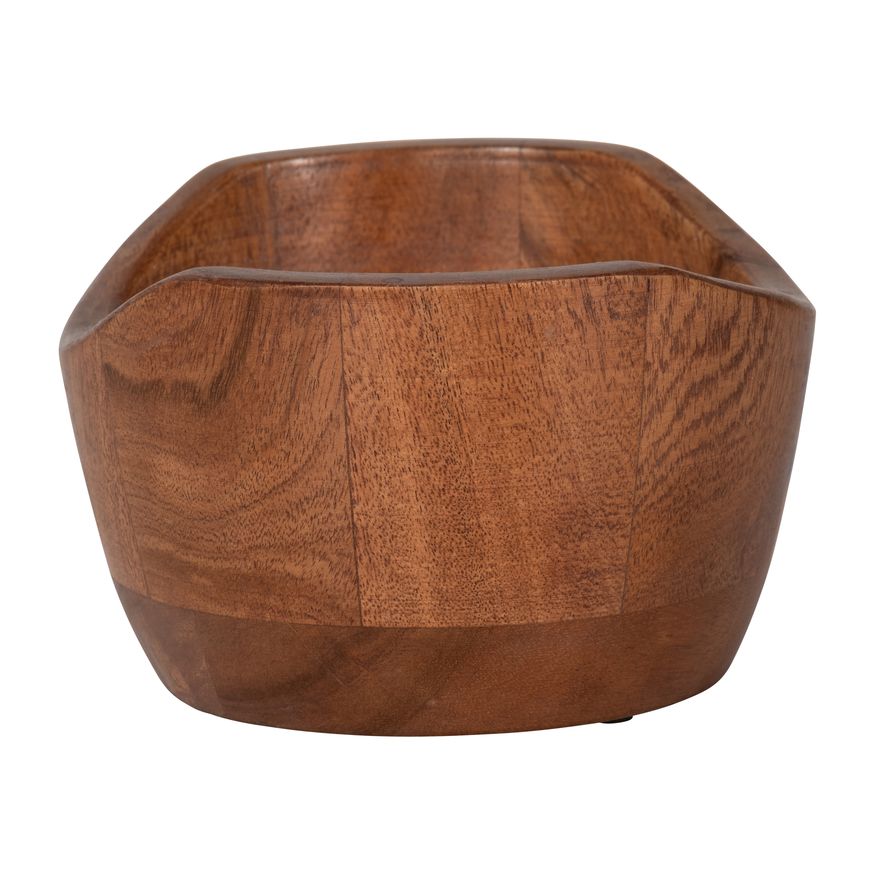 Sagebrook - 6" 17 Oz Vanilla Curvy Wood Bowl Candle in Natural