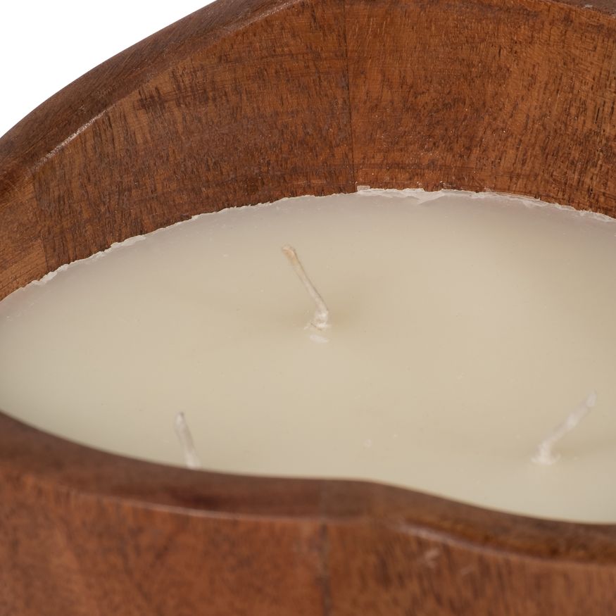 Sagebrook - 6" 17 Oz Vanilla Curvy Wood Bowl Candle in Natural