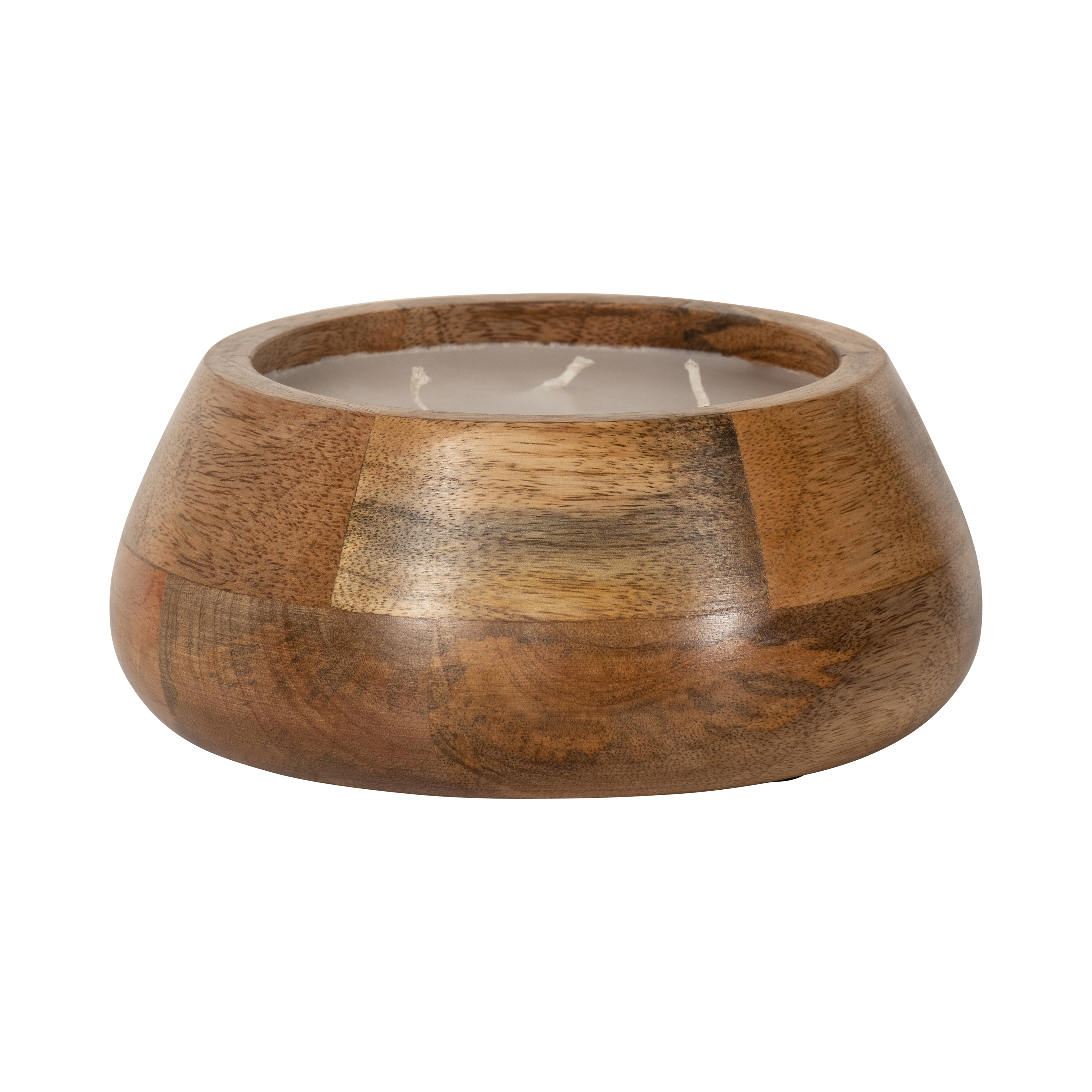 Sagebrook 6" 10 Oz Vanilla Modern Wood Bowl Candle