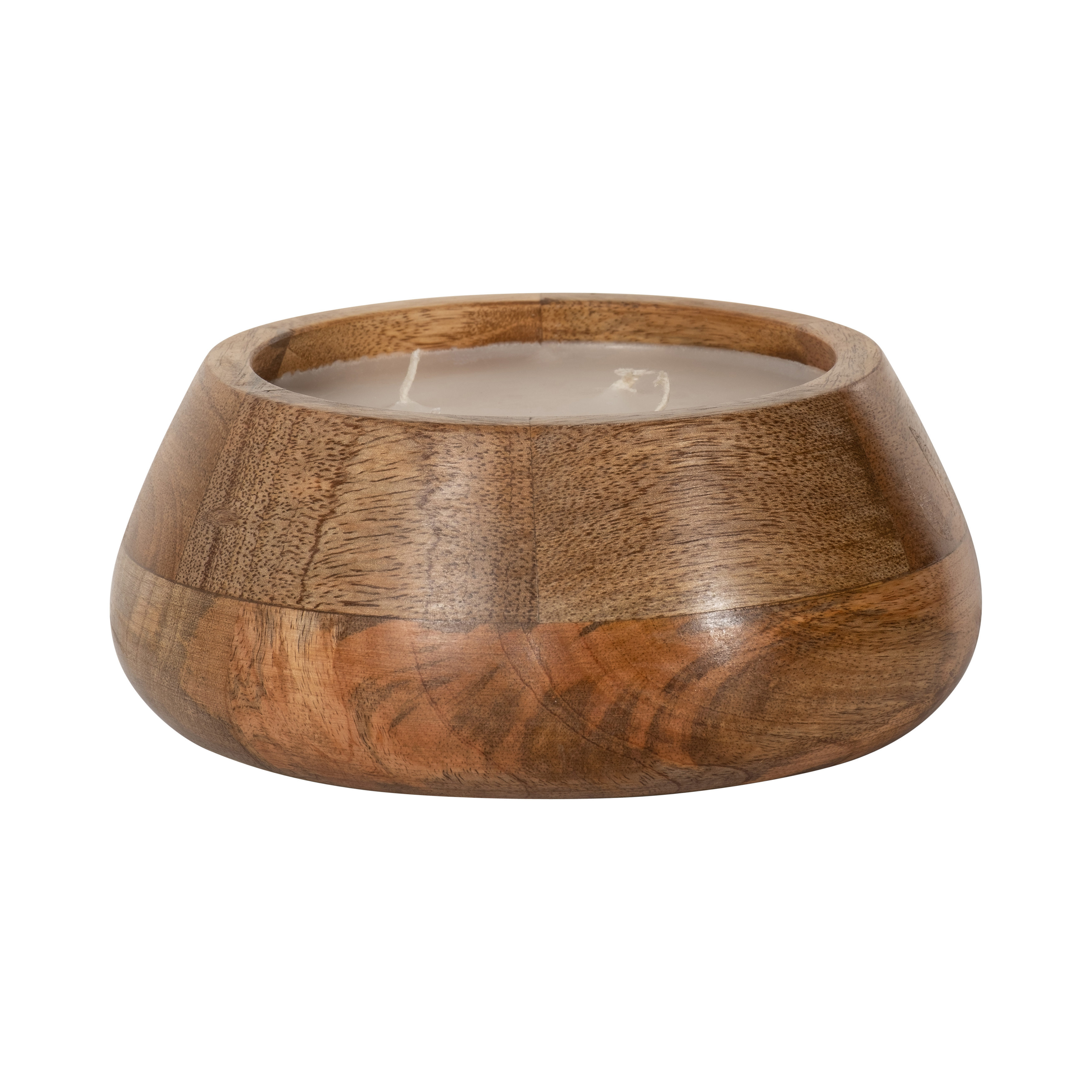 Sagebrook 8" 15 Oz Vanilla Modern Wood Bowl Candle - Natural