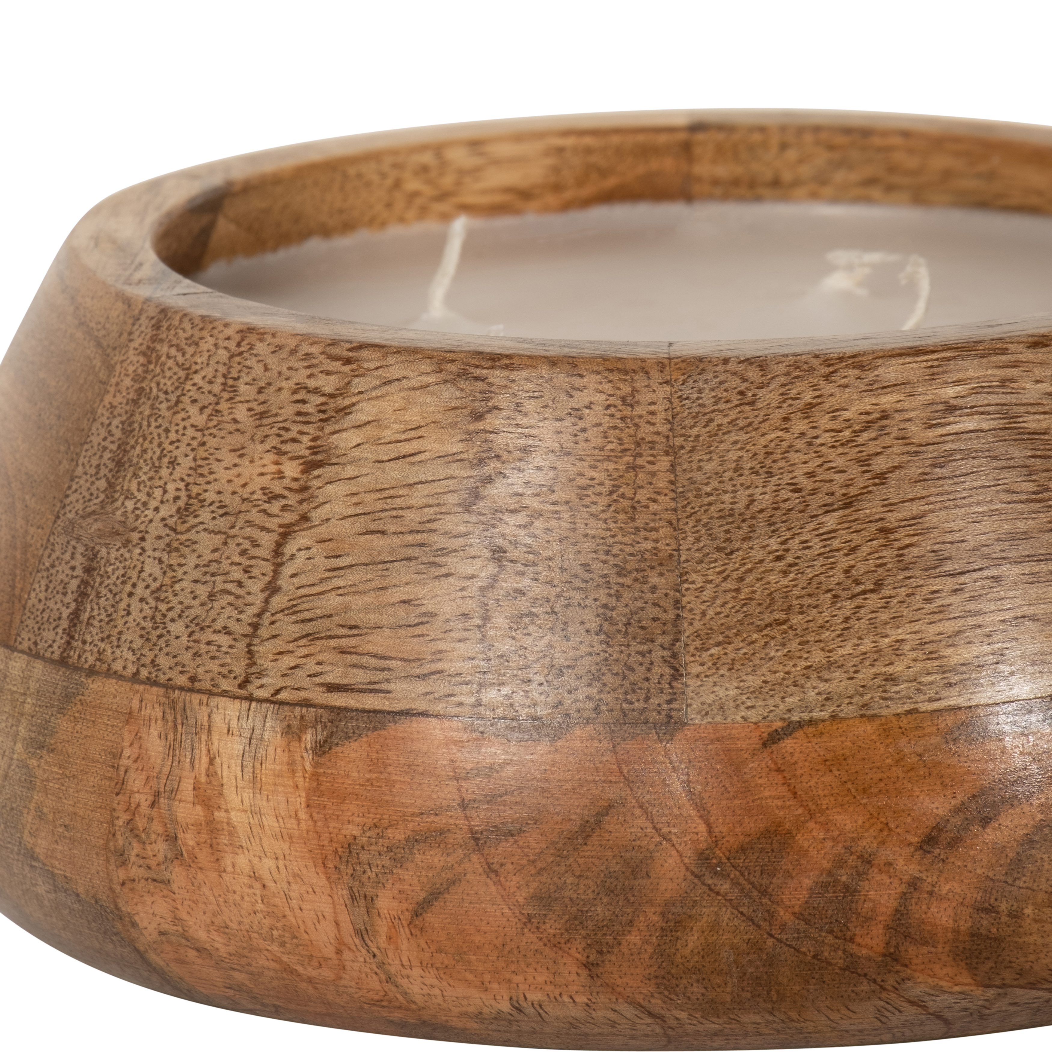 Sagebrook 8" 15 Oz Vanilla Modern Wood Bowl Candle - Natural