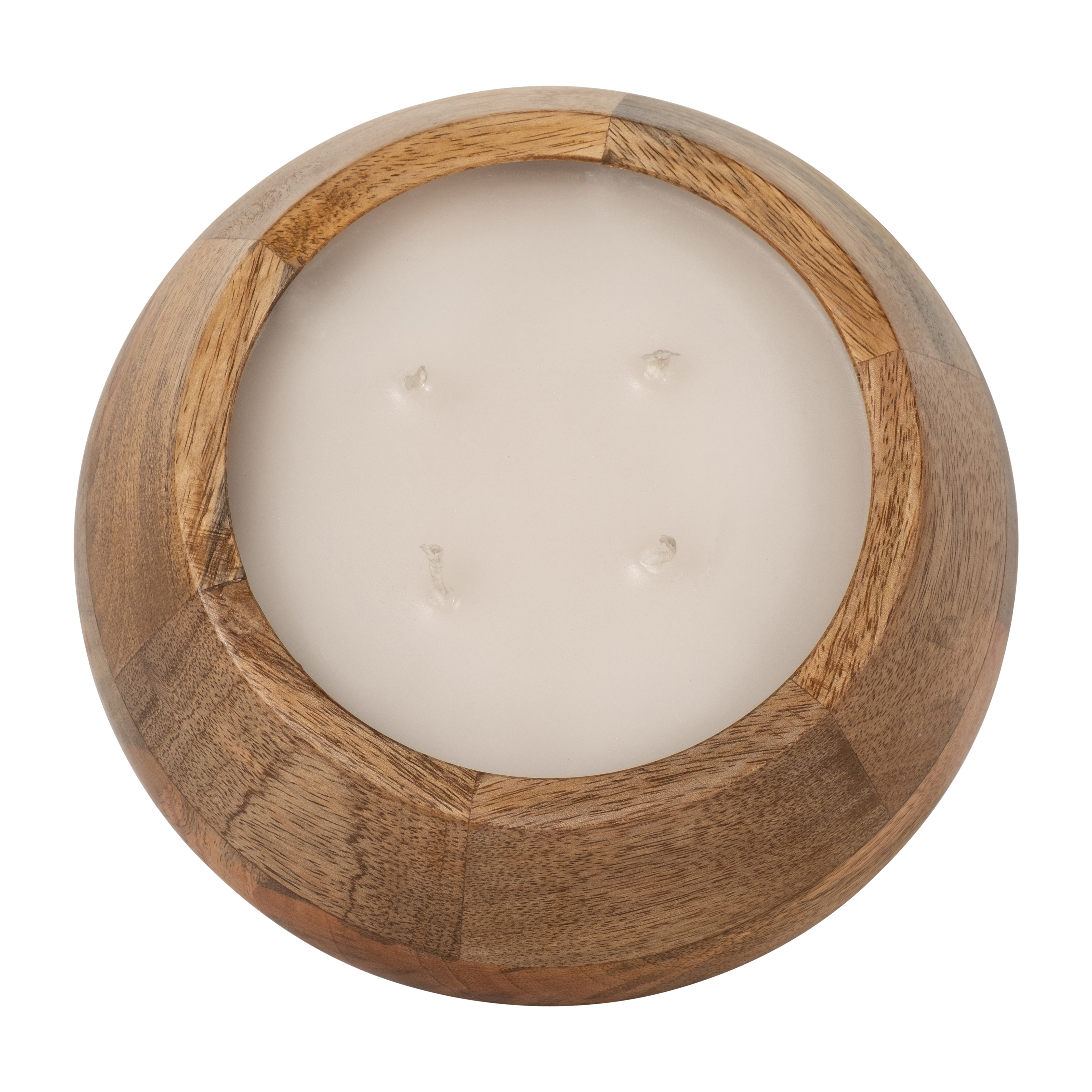 Sagebrook 8" 15 Oz Vanilla Modern Wood Bowl Candle - Natural