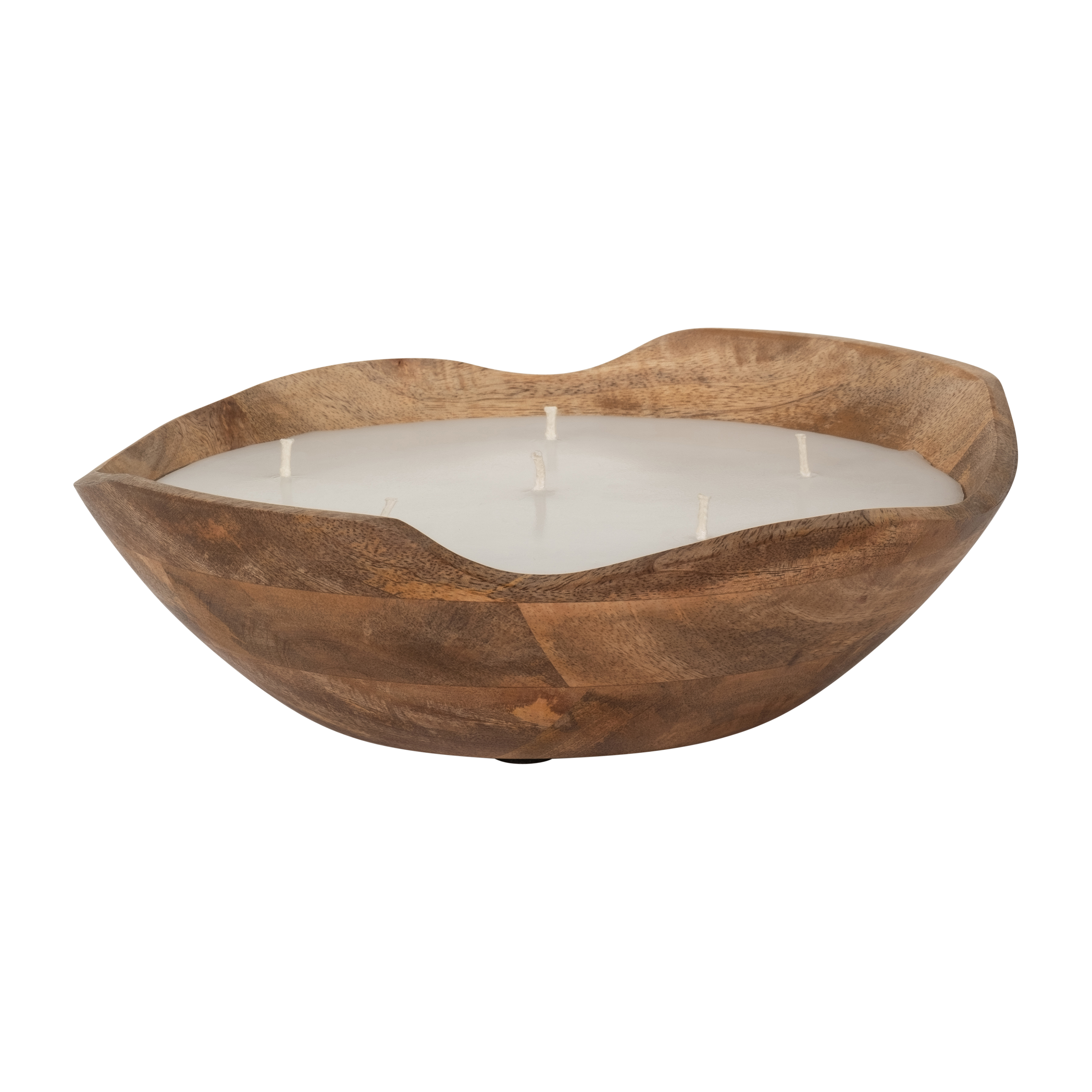 Sagebrook 9" 14 Oz Vanilla Curvy Wood Bowl Candle