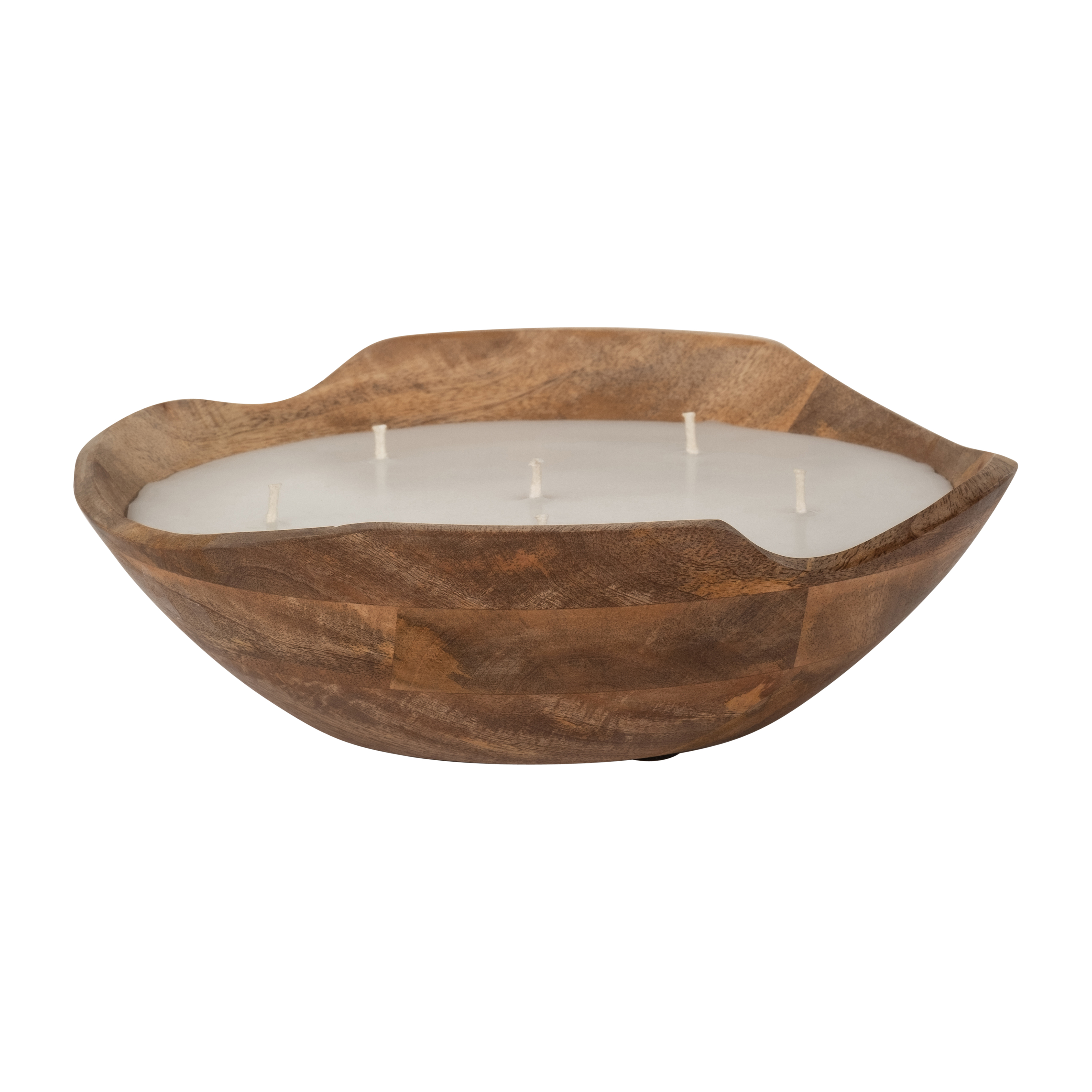 Sagebrook 9" 14 Oz Vanilla Curvy Wood Bowl Candle - Natural