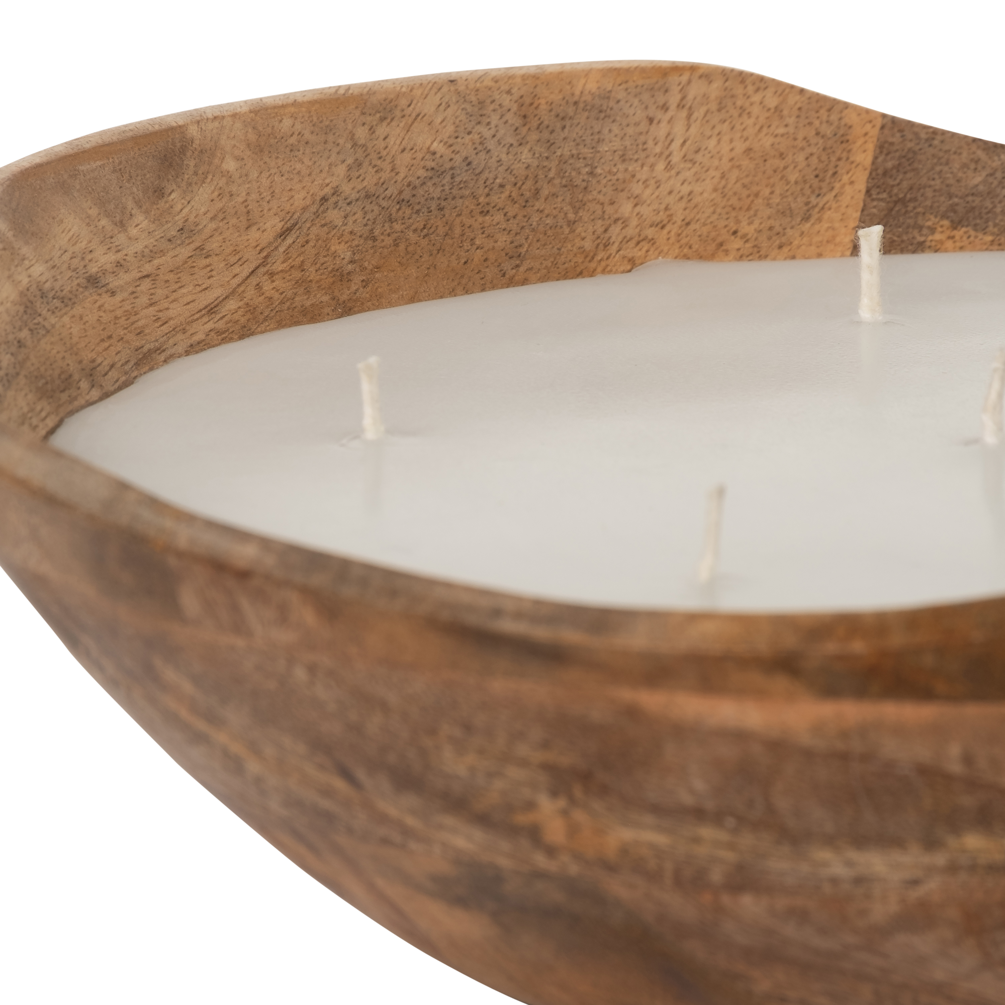 Sagebrook 9" 14 Oz Vanilla Curvy Wood Bowl Candle - Natural