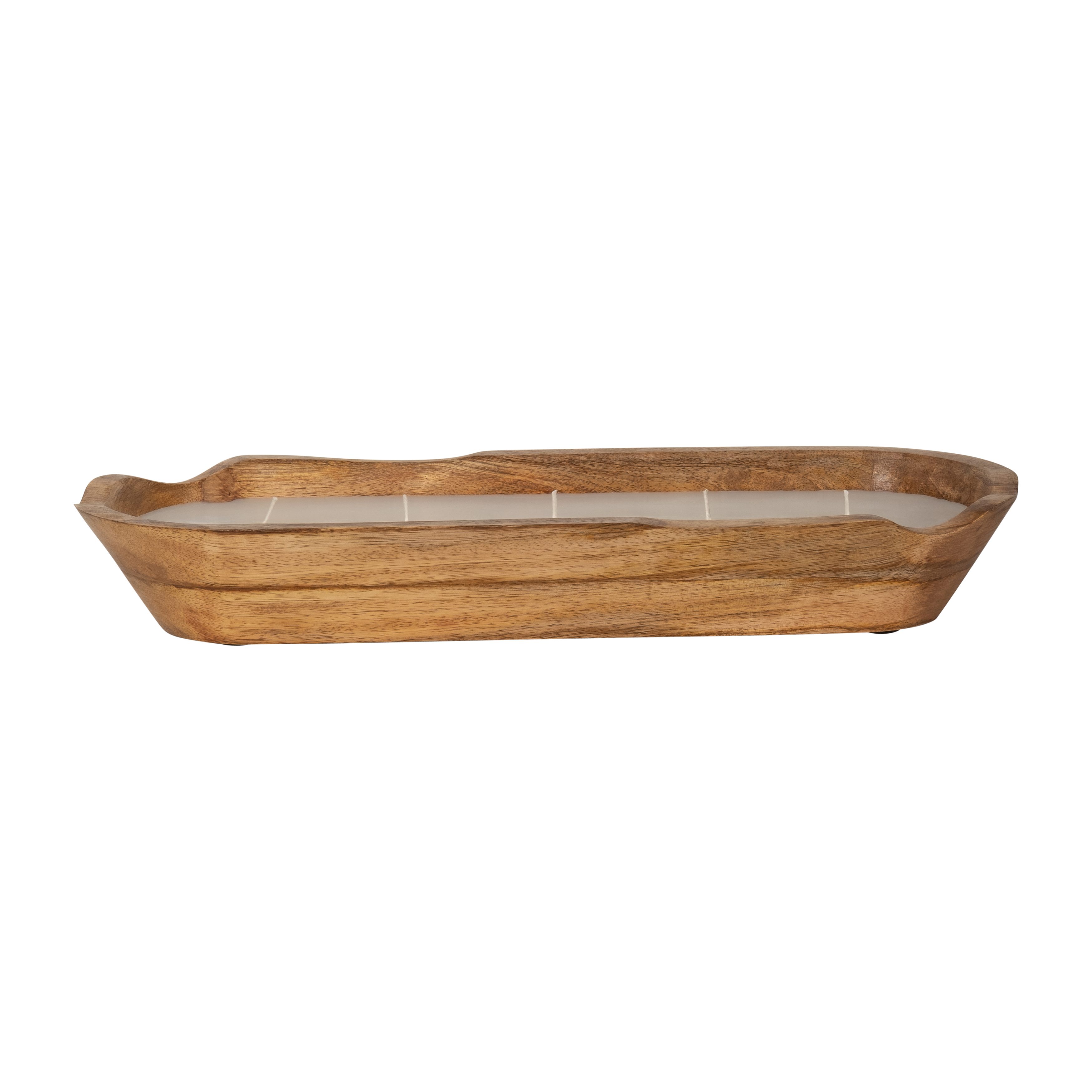 Sagebrook 9" 14 Oz Vanilla Curvy Wood Bowl Candle