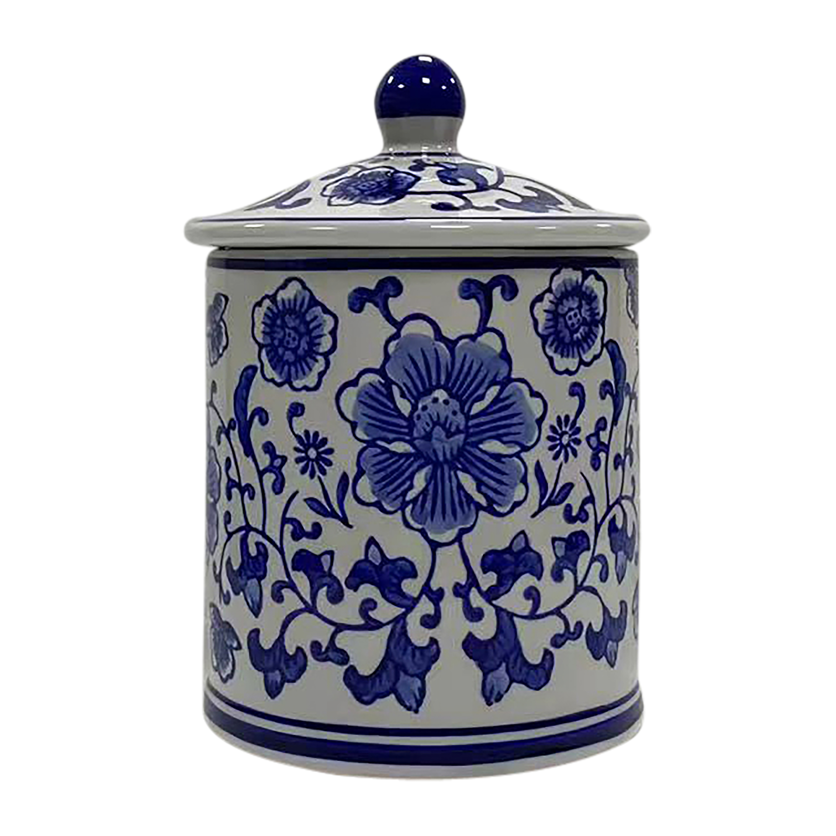 Sagebrook 6" 8oz Ceramic Chinoiserie Scented Candle with Lid - White/Blue