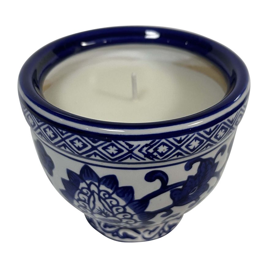 Sagebrook - 4" 6 Oz Bowl Chinoiserie Candle in Blue/White