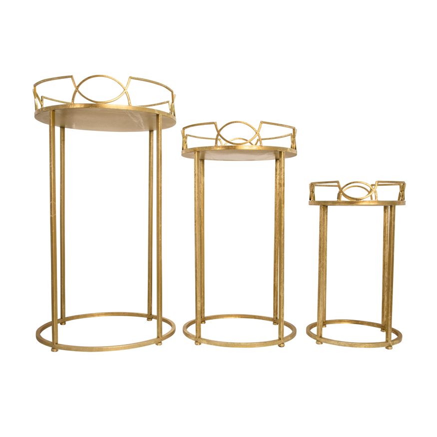 Sagebrook - Accent Table Set With Aged Mirror Top in Gold