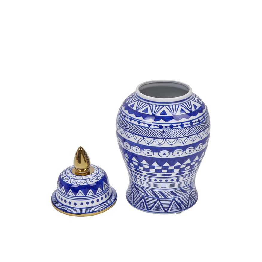 Sagebrook - 14" Temple Jar in White/Blue