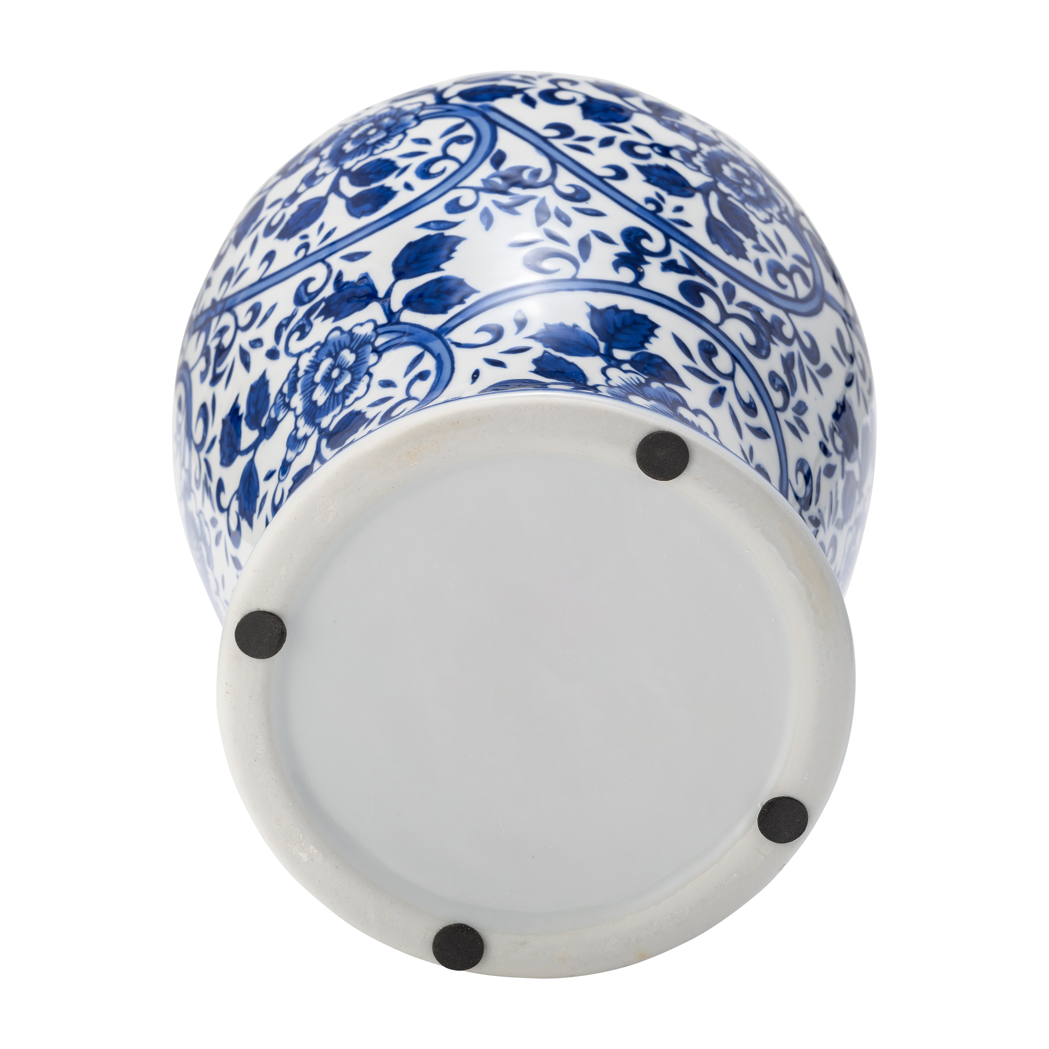 Sagebrook 14" Ceramic Blue/White Temple Jar - Silver