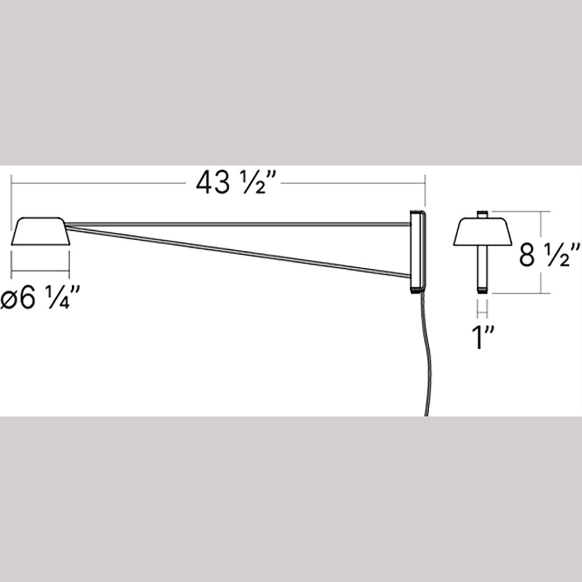 Sonneman Ray Wall Lamp - Long, Warm Gray, Smoked Etched Acrylic