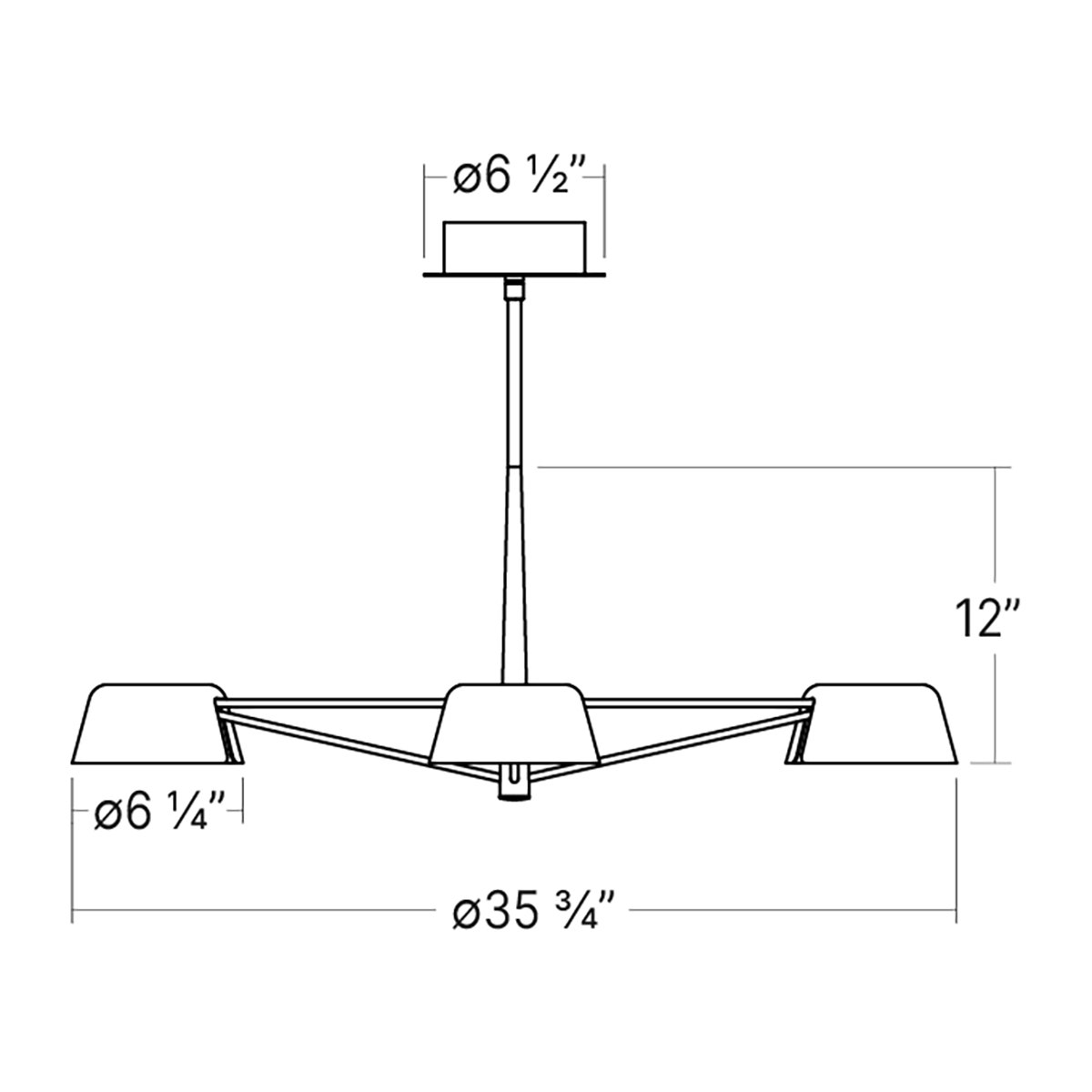 Sonneman Ray Chandelier - 3 Light, Warm Gray, Warm Gray Aluminum