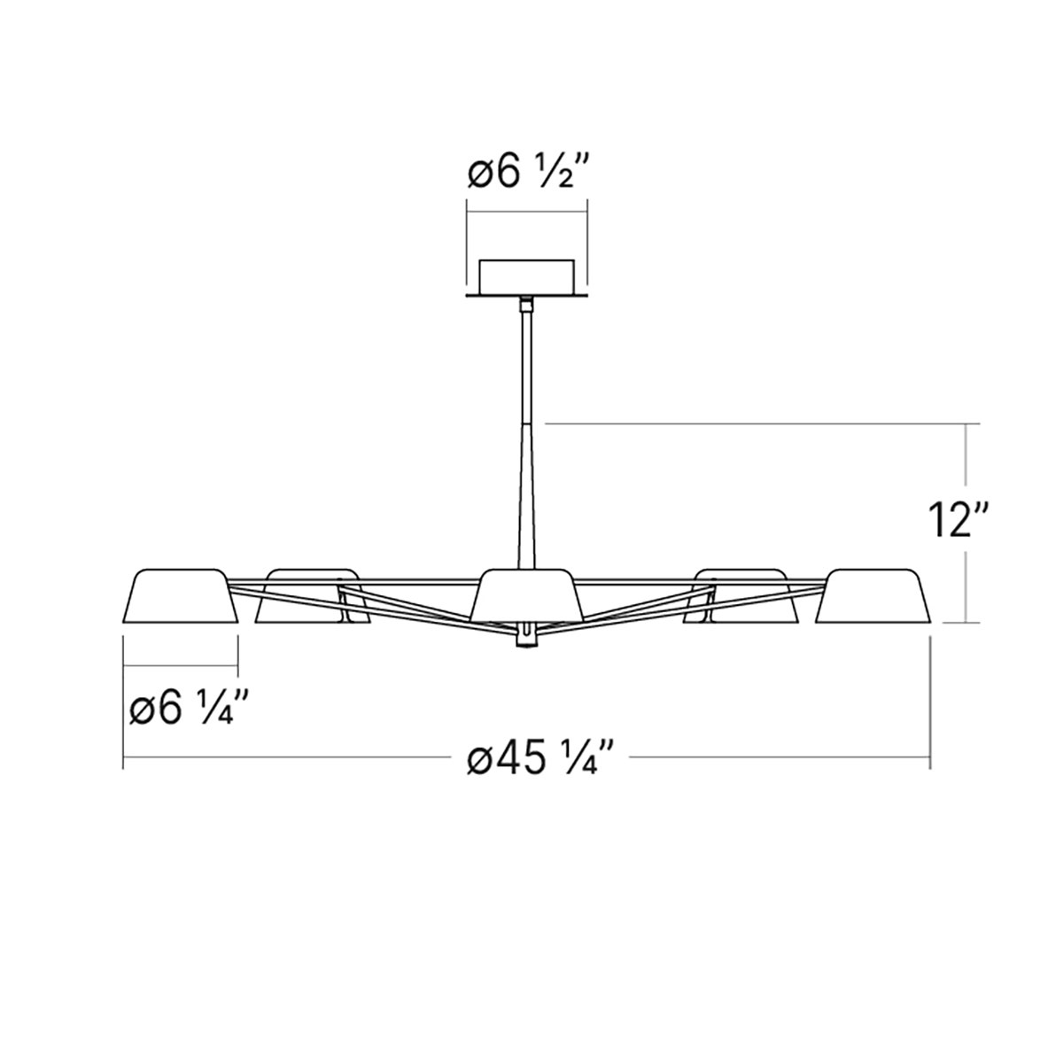 Sonneman Ray Chandelier - 5 Light, Satin Black, Satin Black Aluminum