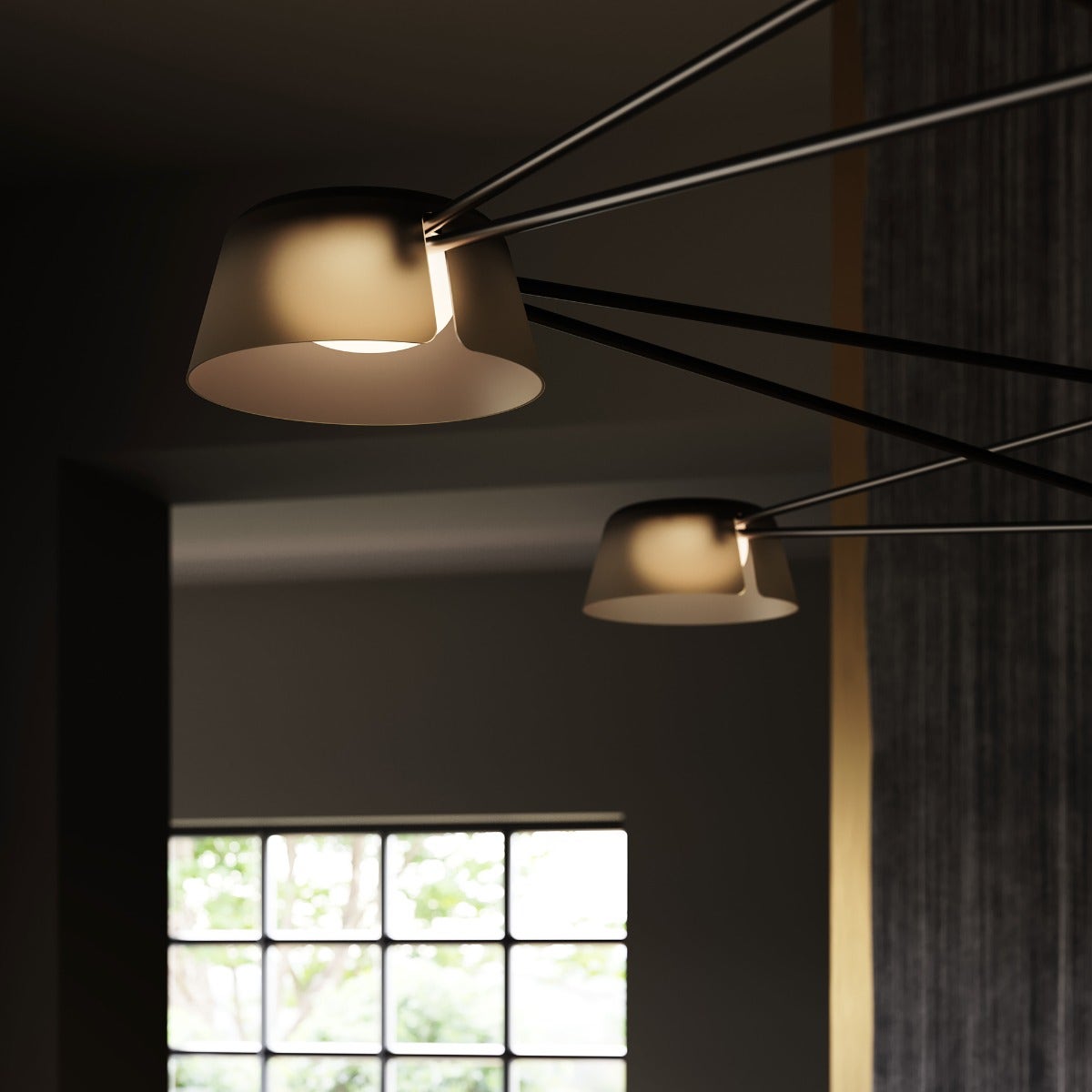 Sonneman Ray Chandelier - 6 Light, Warm Gray, Warm Gray Aluminum