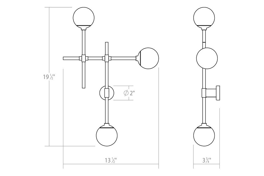 Sonneman Sabon Sconce - Satin Nickel, Triple