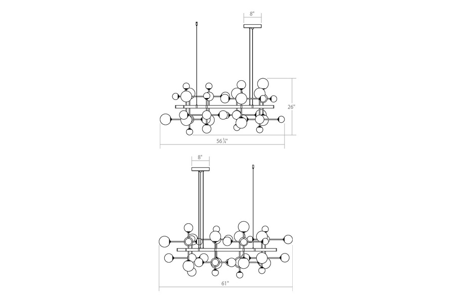 Sonneman Nebula Square Chandelier - Satin Black, Standard