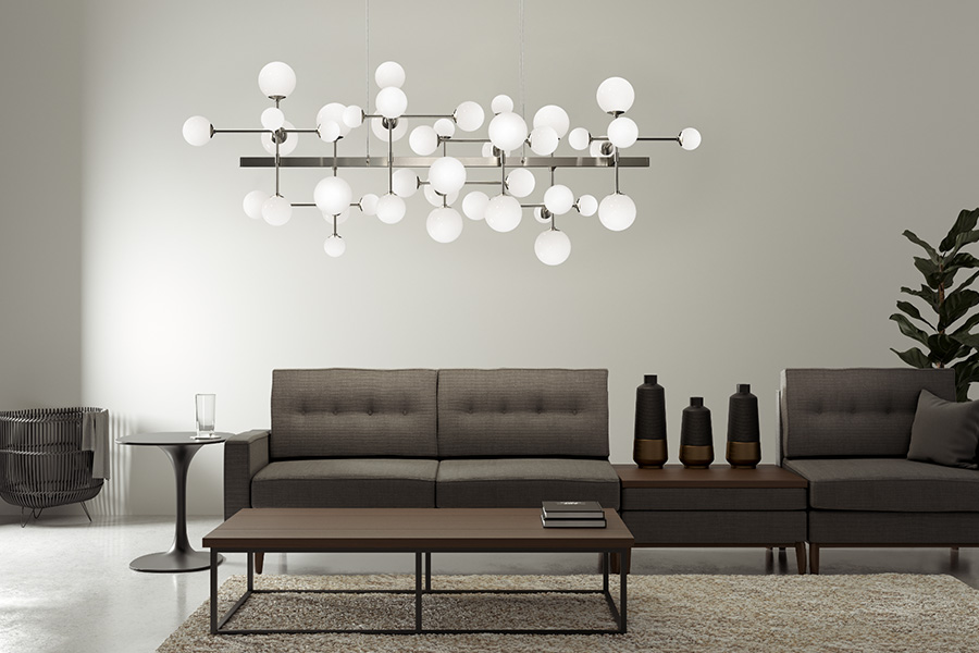 Sonneman Nebula Bar Chandelier - Satin Black