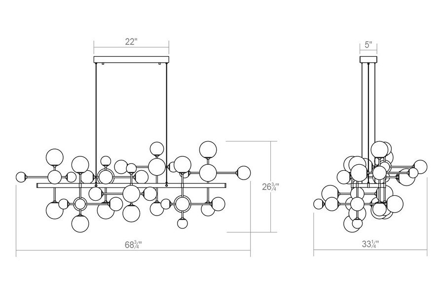 Sonneman Nebula Bar Chandelier - Satin Black