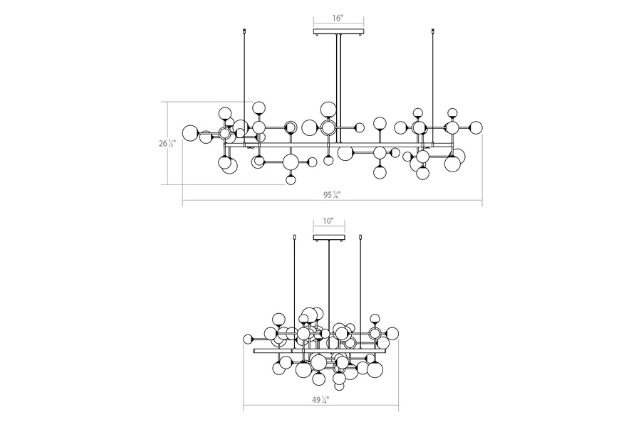 Sonneman Nebula Zig Zag Chandelier - Satin Black