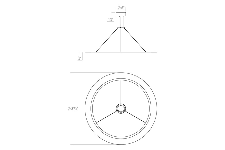 Sonneman Arctic Rings Single LED Pendant - Satin Black, 36" Single LED Ring Pendant