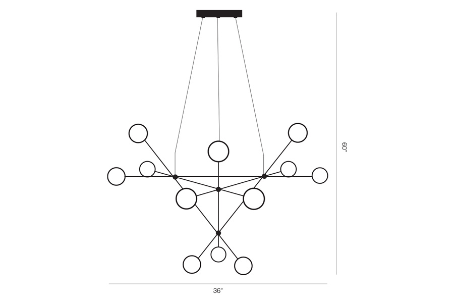 Sonneman Proton Alpha Chandelier - Satin Nickel, White Crushed Glass