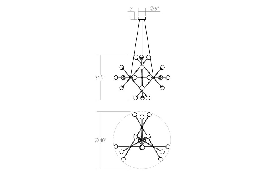 Sonneman Proton Beta Chandelier - Satin Nickel, White Crushed Glass