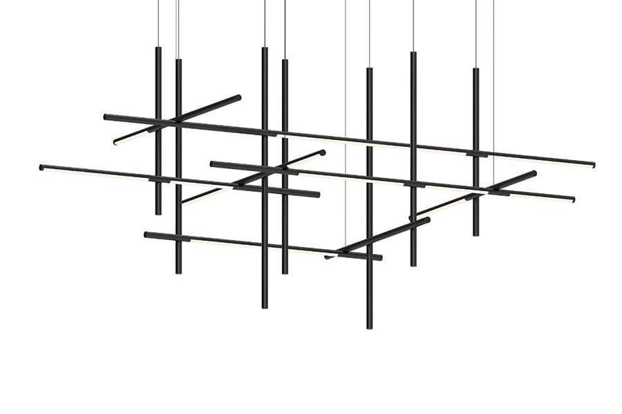 Sonneman Labyrinth Intersections Chandelier - Satin Black, Large