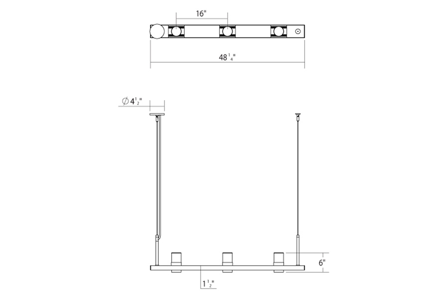 Sonneman Intervals Linear Beam Pendant - Satin Black, 4", Clear with Cone Uplight Trim