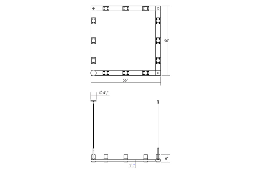 Sonneman Intervals Linear Beam Pendant - Satin Black, 4" x 4", Clear with Cone Uplight Trim