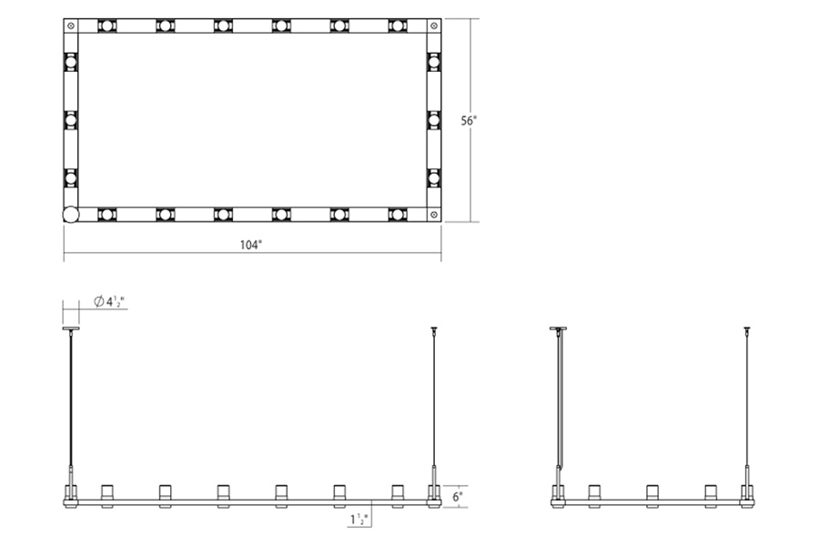 Sonneman Intervals Linear Beam Pendant - Satin White, 4" x 8", Clear with Cone Uplight Trim