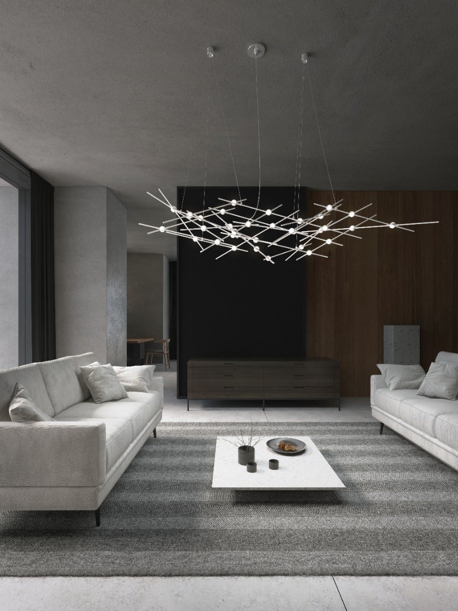 Sonneman Constellation Ursa Chandelier - Major, Satin Nickel, Clear Faceted Acrylic Lens