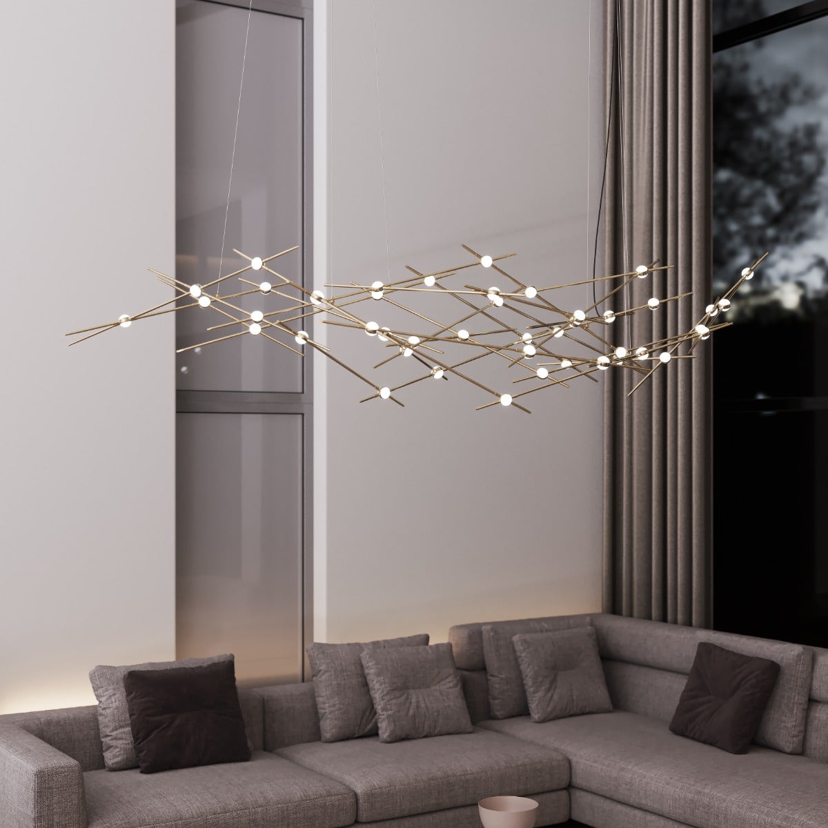 Sonneman Constellation Ursa Chandelier - Major, Satin Brass, White Optical Acrylic Lens