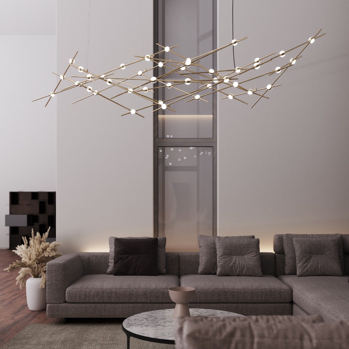 Sonneman Constellation Ursa Chandelier - Major, Satin Brass, White Optical Acrylic Lens