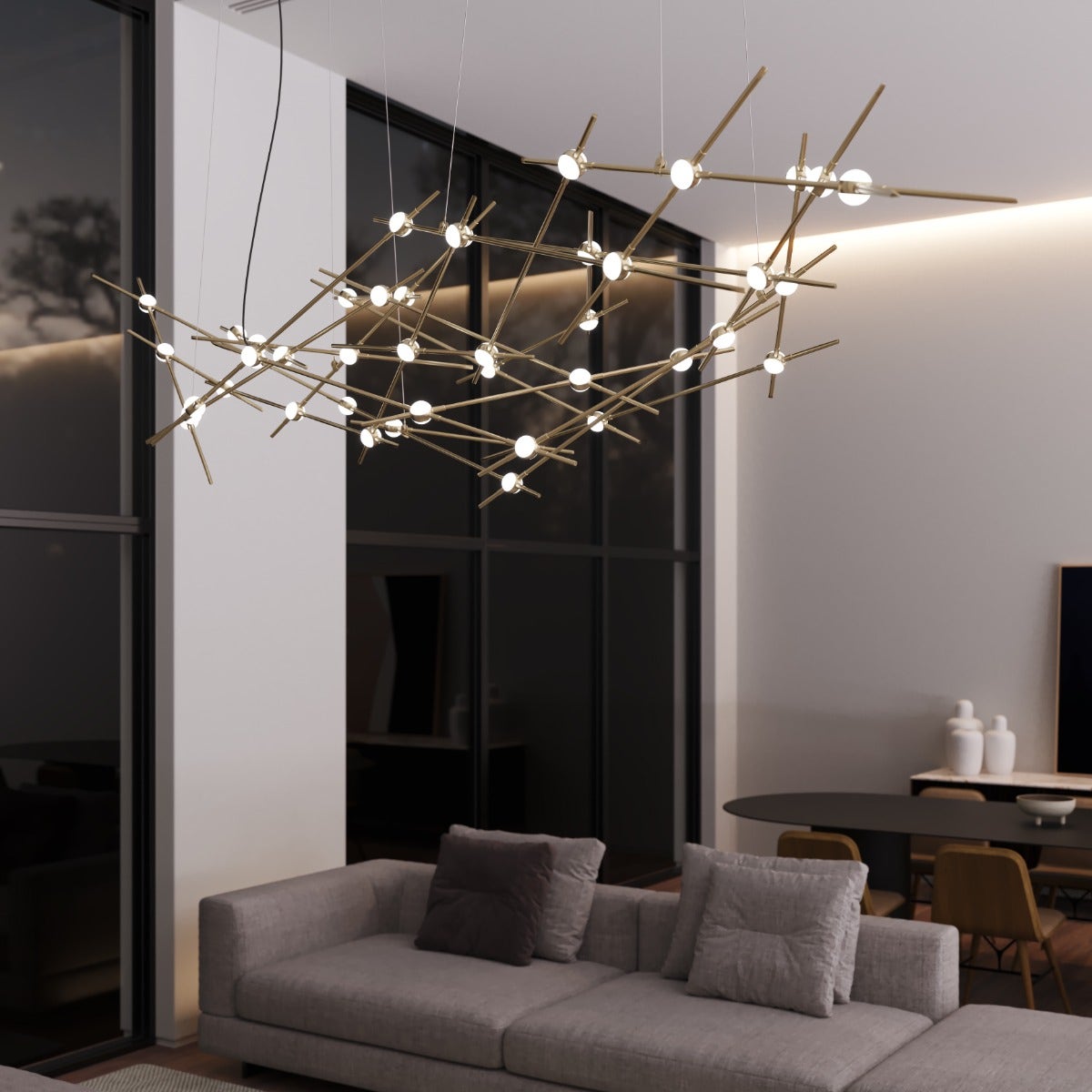 Sonneman Constellation Ursa Chandelier - Major, Satin Brass, White Optical Acrylic Lens