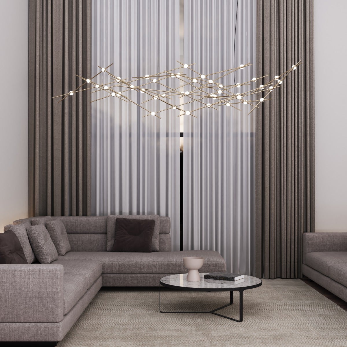 Sonneman Constellation Ursa Chandelier - Major, Satin Brass, White Optical Acrylic Lens