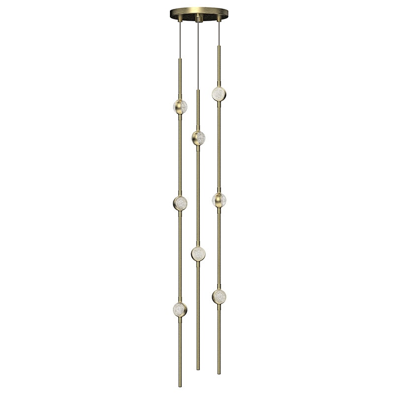 Sonneman Constellation Andromeda Chandelier - Short 6", Satin Brass, Clear Faceted Acrylic Lens