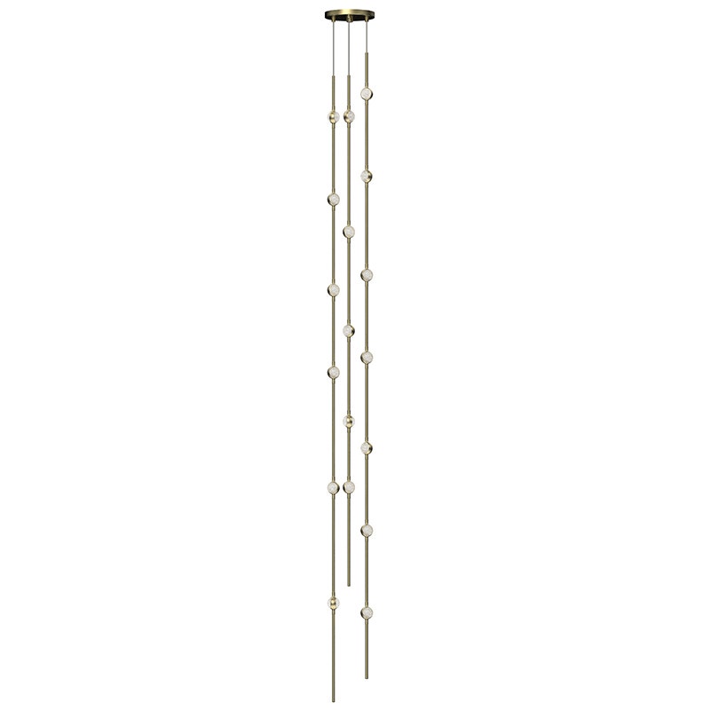 Sonneman Constellation Andromeda Chandelier - Tall 6", Satin Brass, Clear Faceted Acrylic Lens