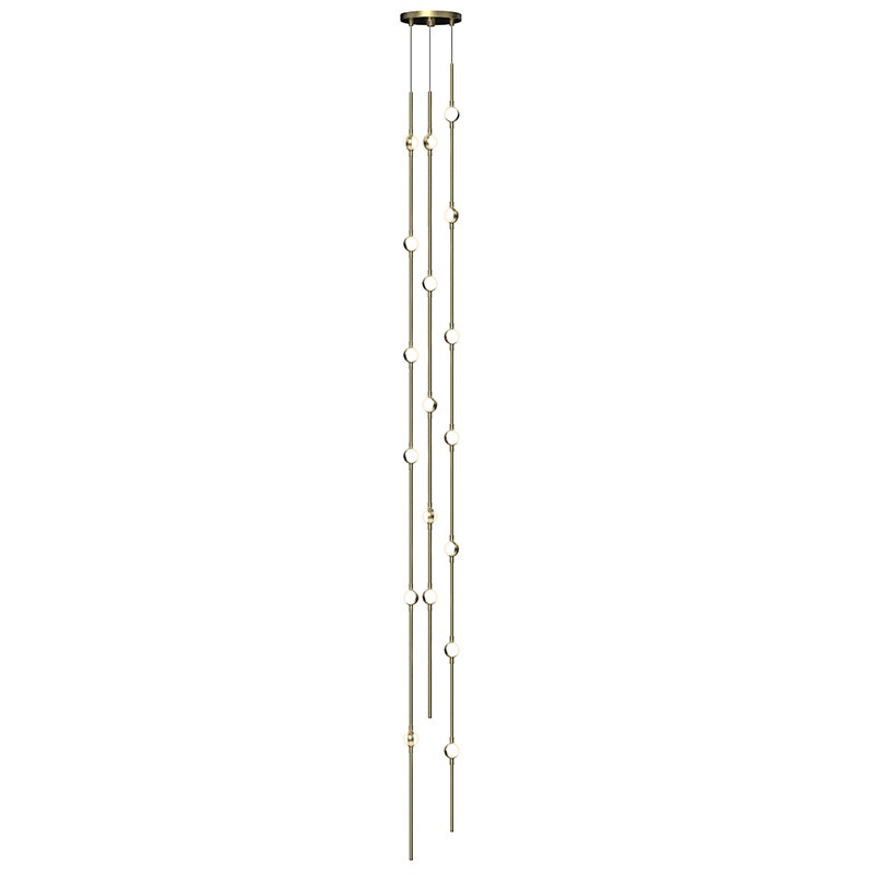 Sonneman Constellation Andromeda Chandelier - Tall 6", Satin Brass, White Optical Acrylic Lens