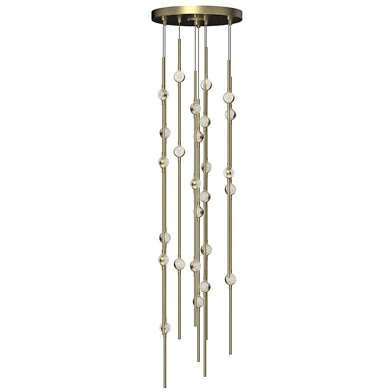 Sonneman Constellation Andromeda Chandelier - Short 12", Satin Brass, Clear Faceted Acrylic Lens