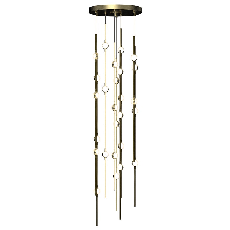 Sonneman Constellation Andromeda Chandelier - Short 12", Satin Brass, White Optical Acrylic Lens