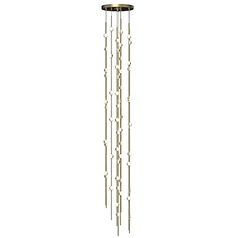 Sonneman Constellation Andromeda Chandelier - Tall 12", Satin Brass, White Optical Acrylic Lens