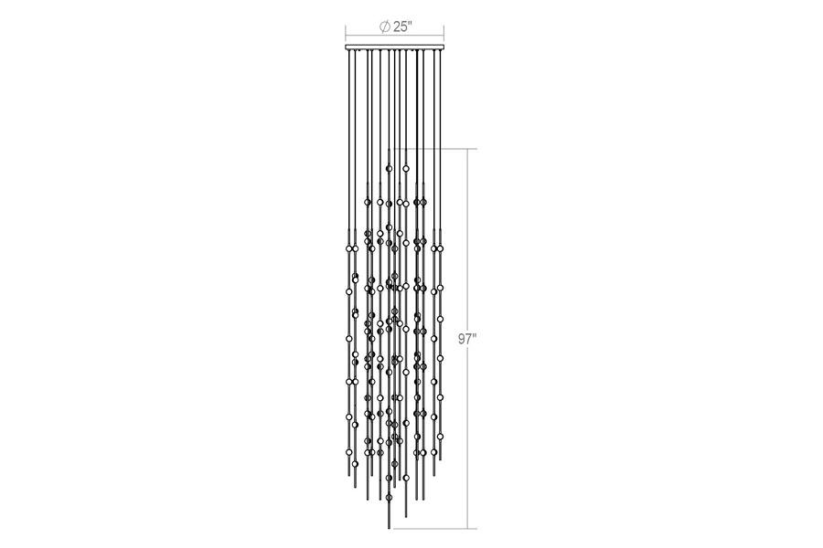 Sonneman Constellation Andromeda Chandelier - Satin Nickel, 25", Round, Clear Faceted Acrylic Lens, 3000K